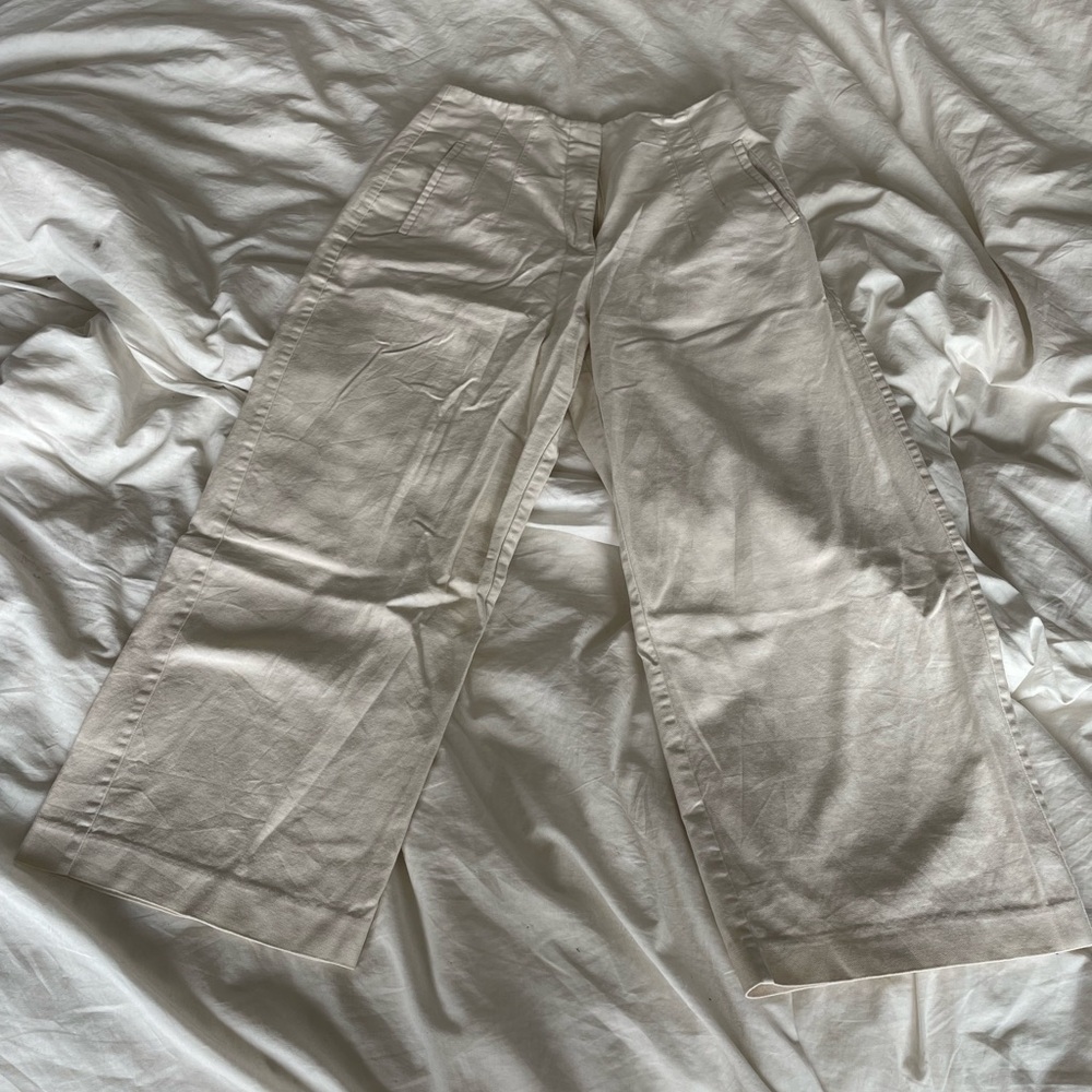 Cotton Cropped Wide-Leg Pants
